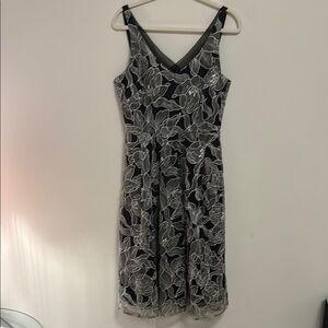 Elegant Black and Gray Floral Dress